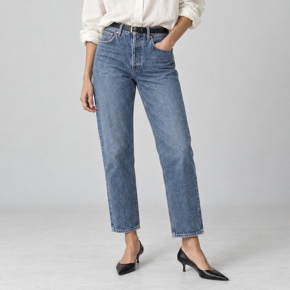 Agolde Jeans Womens 29 Blue Denim High-rise Straight Ankle